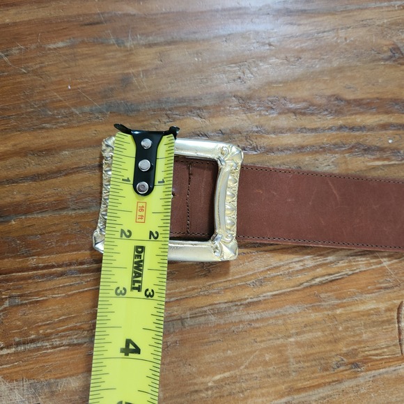 Vtg Express Gold Buckle and Tip‎ Leather Belt Western Coastal Cowgirl Festival M main image 11